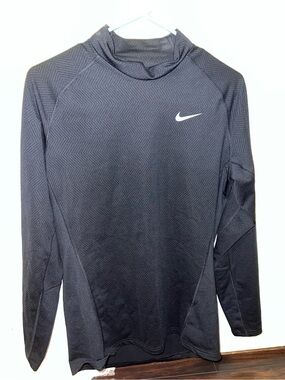 Nike Black Long-Sleeve Dri-FIT Training Top with White Swoosh